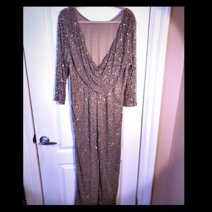 Adrianna Papell, scoop back long sequin dress